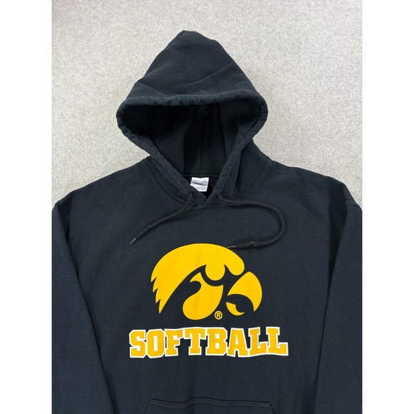 Iowa Hawkeyes SOFTBALL Screened Logo Hoodie Sweatshirt (Men's Large) Black - Picture 2 of 11